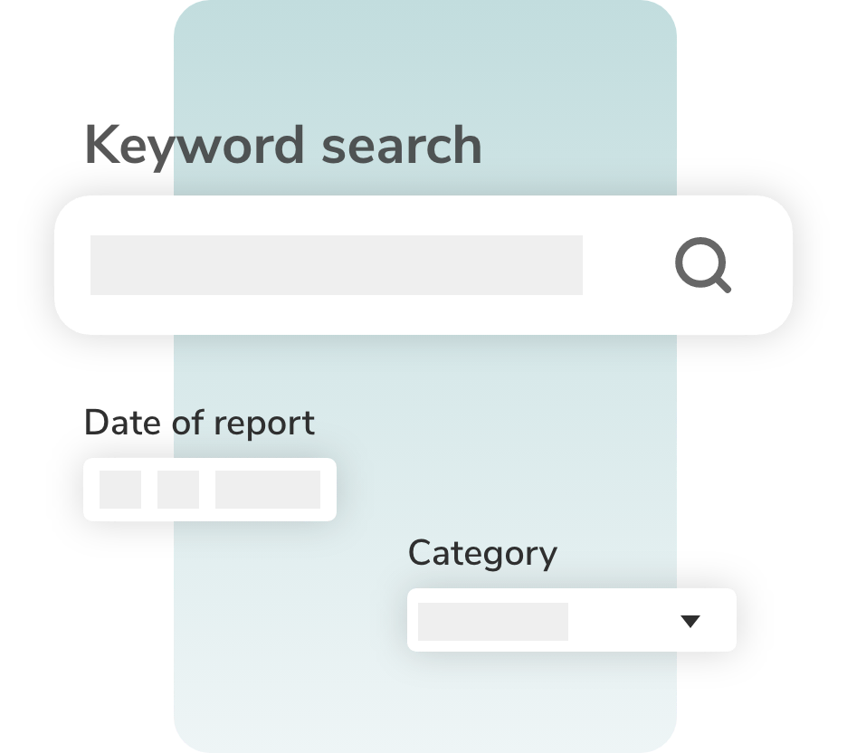 keyword search 1 Grafik zeigt vereinfacht die Stichwortsuche mit einem Suchbalken, das Datum der Anzeige und die Auswahl der Kategorie.