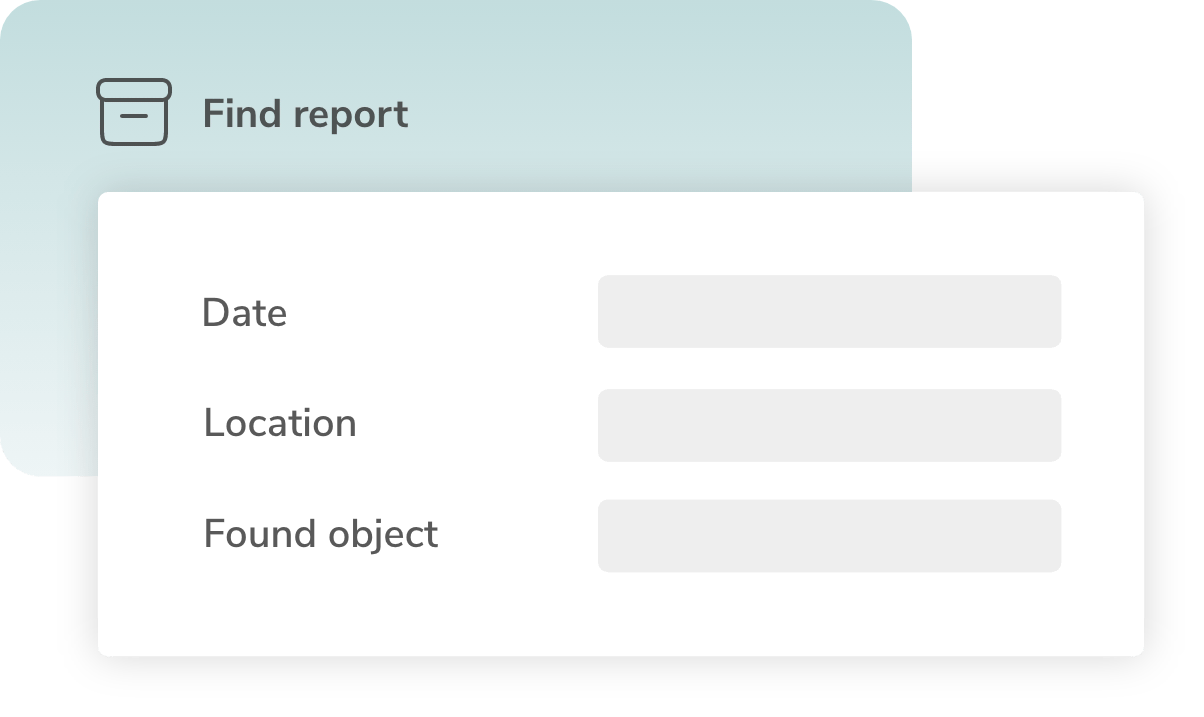 Graphic of a find report that shows the date, the location and the object of discovery.